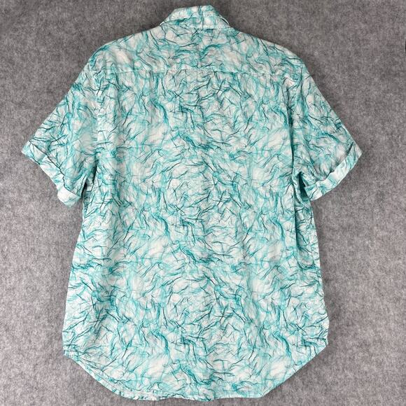 Robert Graham Linen Blend Shirt Mens XL Blue Flip Cuff Abstract Vibrant SS - Picture 12 of 16